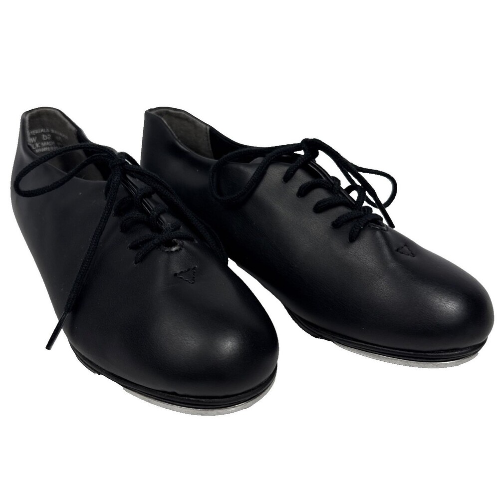 Girls Capezio Tap Shoes Lace Up Size 4 W Girls Black Tele-Tone Tap Shoes